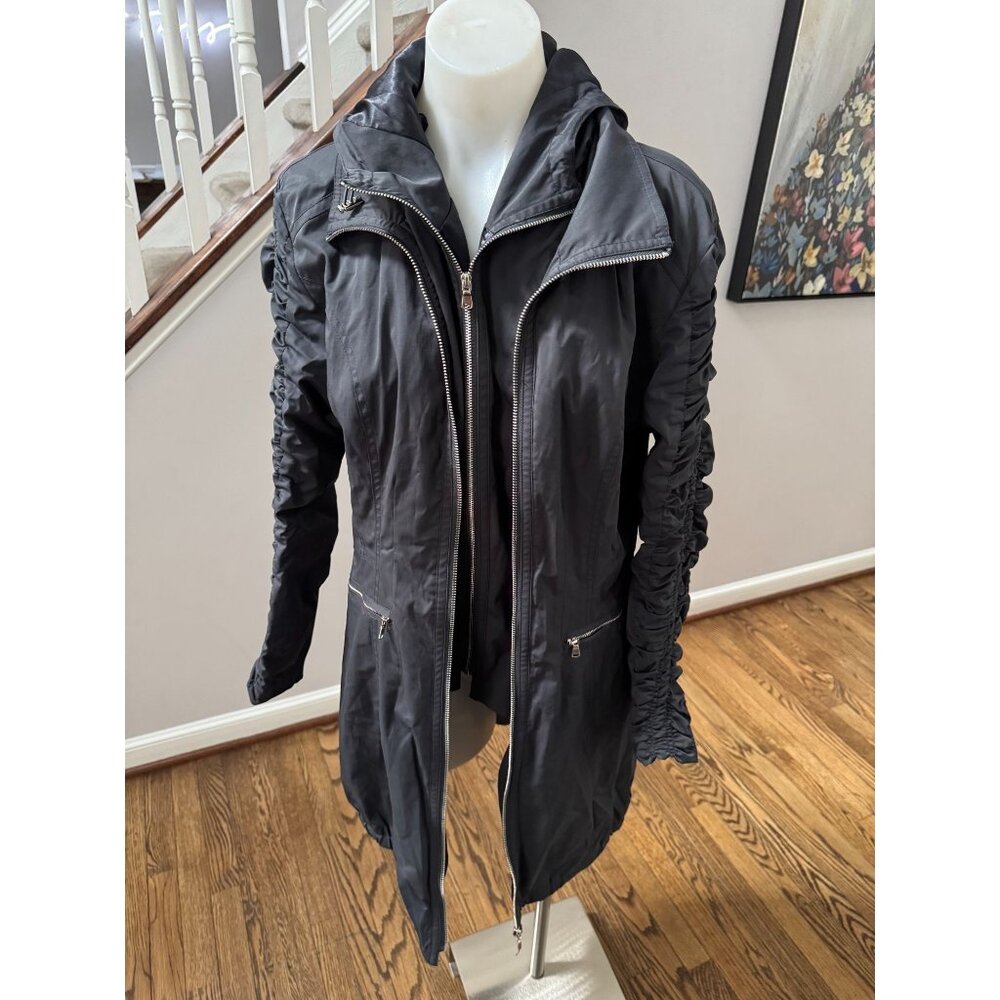 Ciao Milano Elena Full Jacket Zip Out Vest Rain Coat Black Size Small